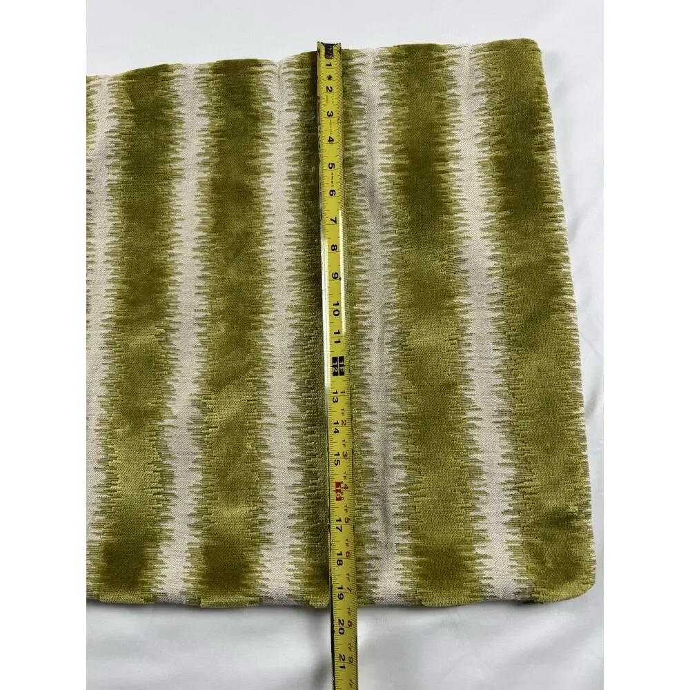 Chartreuse Velvet Throw Pillow Case Green Cream Stripe Smithy Home Couture